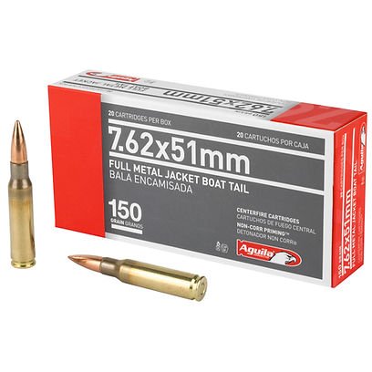 Aguila Ammunition Rifle 762×51 150gr FMJ BT 20 Rounds