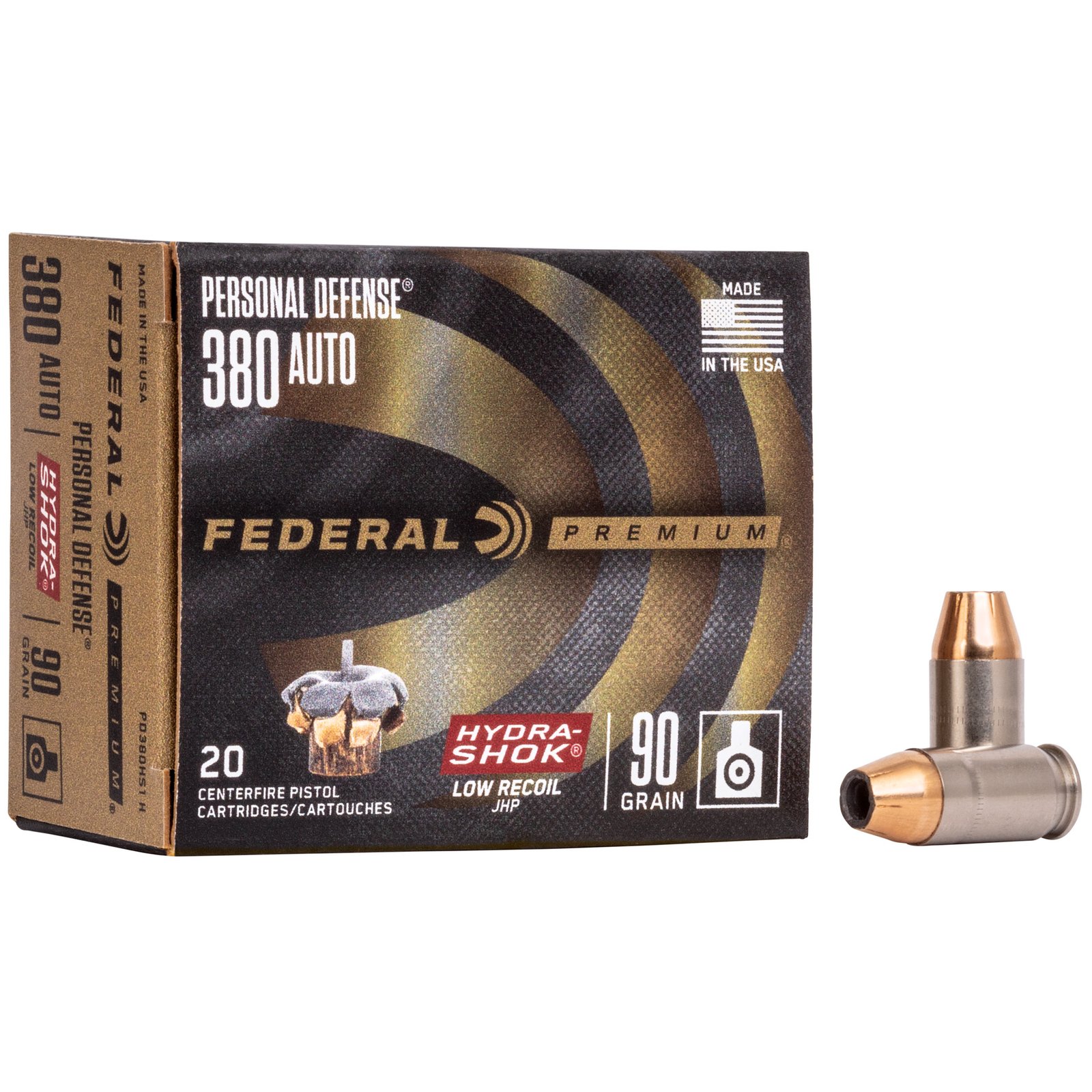 Federal Premium Personal Defense Hydra-Shok 380 ACP 90 Grain Jacketed Hollow